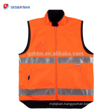 2017 Reversible High Visibility Mandarin Collar Vest Reflective Safety Work Waistcoat Warm Class 3